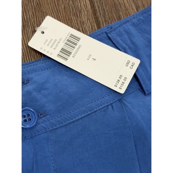 NWT $138 By Anthropologie Cropped Pleated Trousers Pants Blue Light Weight sz 4 - Picture 4 of 5